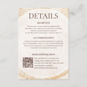 Informações Cartão de Detalhes de Casamento Rústico na Florest
