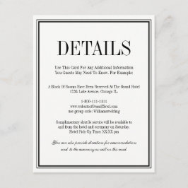 Informações Cartão de Detalhes de Casamento Simples e Elegante