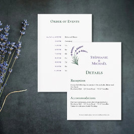 Informações Cartão de Detalhes de Casamento Simples Lavanda