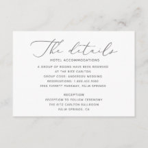 Cartão de Detalhes de Casamento Sofisticado e Eleg