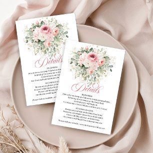 Informações Cartão de Detalhes de Casamento Soft Blush Greener