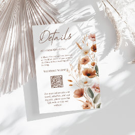 Informações Cartão de Detalhes de Casamento Terracota Boho Flo