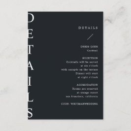 Informações cartão de detalhes de casamento ultra moderno incl