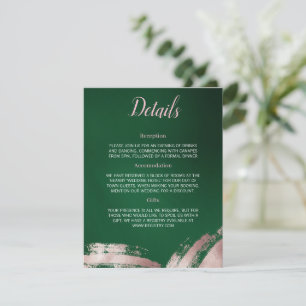 Informações Cartão de Detalhes de Casamento Verde Esmeralda e
