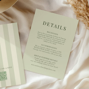 Informações Cartão de Detalhes de Casamento Verde Oliva