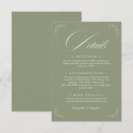 Informações Cartão de Detalhes de Casamento Verde Sage Elegânc