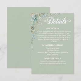 Informações Cartão de Detalhes de Casamento Verde Sage Eucalip