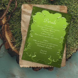 Informações Cartão de Detalhes de Casamento Verde Vibrante Orn