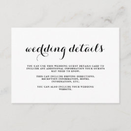 Informações Cartão de Detalhes de Convidado Preto e Branco par