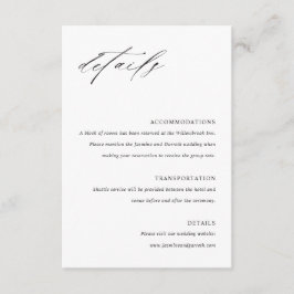 Informações Cartão de Detalhes de Enclosure de Casamento Minim