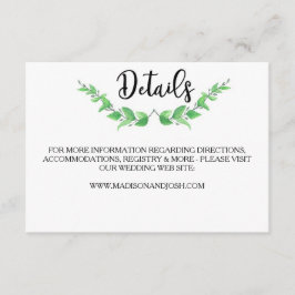 Informações Cartão de Detalhes de Folhas Verde