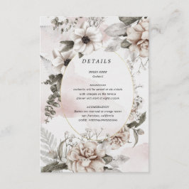 Informações cartão de detalhes de recepção floral prateado com