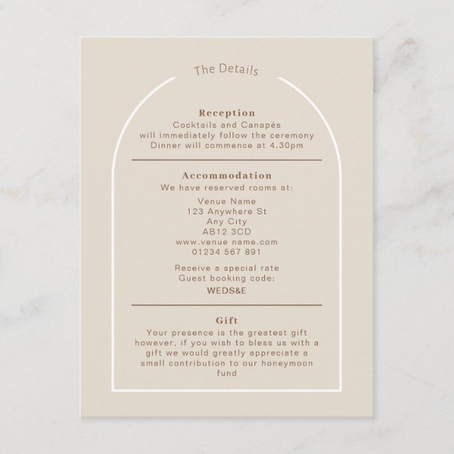 Informações Cartão de Detalhes do Arco do Deserto Moderno SOPH (Frente)