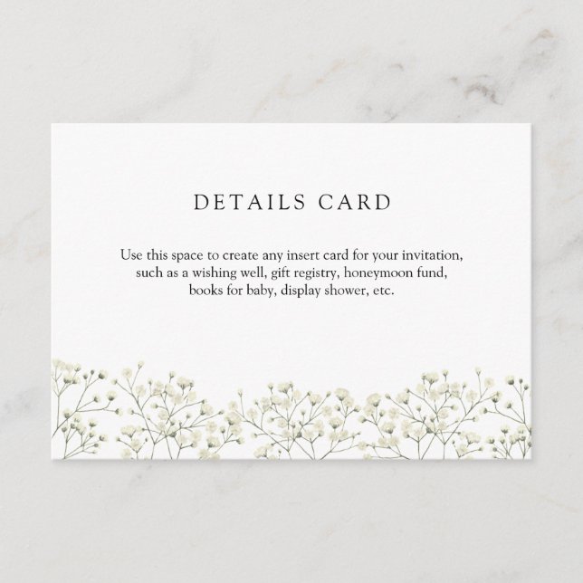 Informações Cartão de Detalhes do Baby's Breath (Frente)