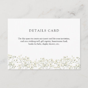 Informações Cartão de Detalhes do Baby's Breath