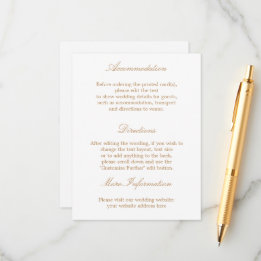 Informações Cartão de Detalhes do Casamento Beige do Ouro Bran