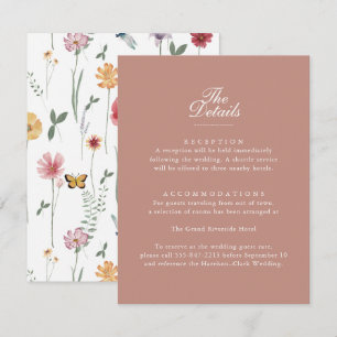 Informações Cartão de Detalhes do Casamento Blush Garden