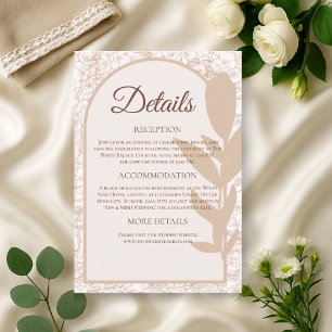 Informações Cartão de Detalhes do Casamento Botânico de Taupe