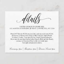 Informações Cartão de Detalhes do Casamento | Caligrafia Luxuo