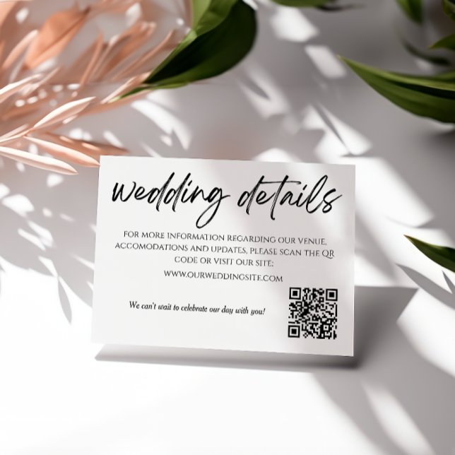 Informações Cartão de Detalhes do Casamento com Código QR (Criador carregado)