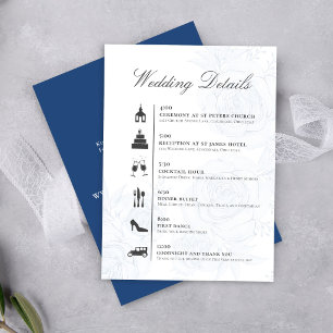 Informações Cartão de detalhes do casamento com código QR azul