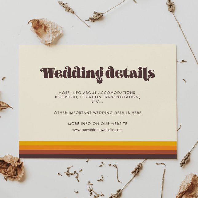 Informações Cartão de detalhes do casamento com cores de vinta (Criador carregado)