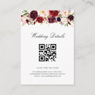 Informações cartão de detalhes do casamento de burgundy e blus