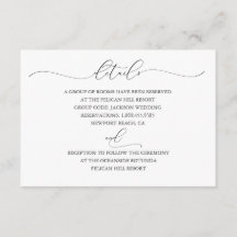 Cartão de Detalhes do Casamento de Elegância Não A