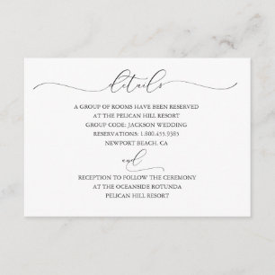 Informações Cartão de Detalhes do Casamento de Elegância Não A