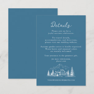 Informações Cartão de Detalhes do Casamento de Inverno do Blue