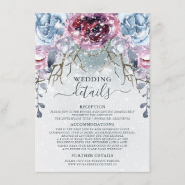 Informações Cartão de detalhes do casamento de inverno em azul