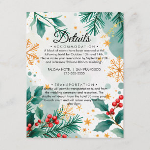 Informações Cartão de Detalhes do Casamento de Natal em Waterc
