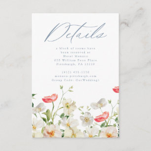 Informações Cartão de Detalhes do Casamento de primavera Peony