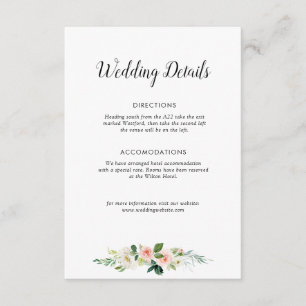 Informações cartão de detalhes do casamento de rosas