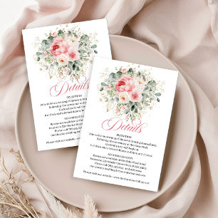 Informações Cartão de Detalhes do Casamento de Rosas Vermelhas