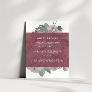 Informações Cartão de Detalhes do Casamento do Jardim Inglês  