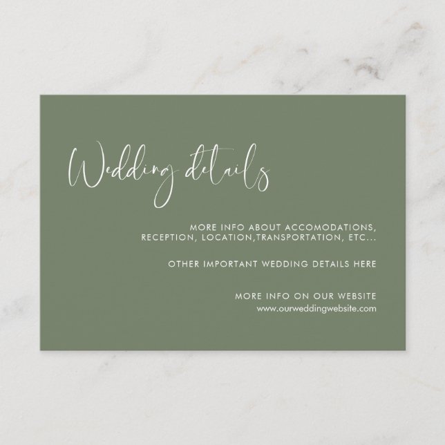 Informações Cartão de detalhes do casamento do sábio negro e e (Frente)