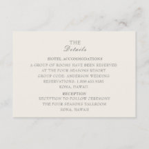 Cartão de Detalhes do Casamento Ecru