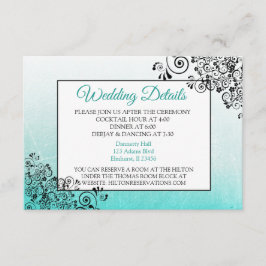 Informações Cartão de Detalhes do Casamento Elegante Teal e Ne