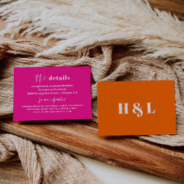 Informações Cartão de Detalhes do Casamento em Negrito Rosa Qu