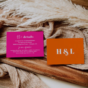 Informações Cartão de Detalhes do Casamento em Negrito Rosa Qu