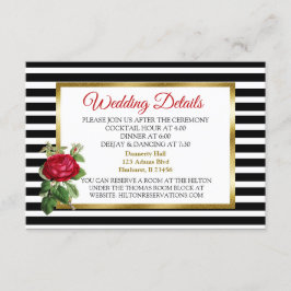 Informações Cartão de Detalhes do Casamento em Stripe Negro e