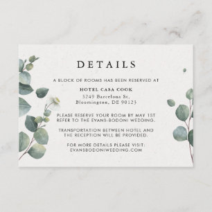 Informações Cartão de Detalhes do Casamento Eucalyptus Elegant