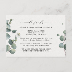 Informações Cartão de Detalhes do Casamento Eucalyptus Elegant