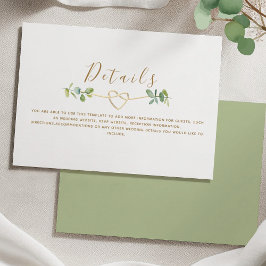 Informações Cartão de Detalhes do Casamento Eucalyptus Neutral