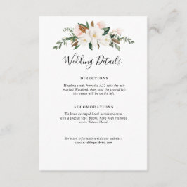 Informações cartão de detalhes do casamento floral branco magn