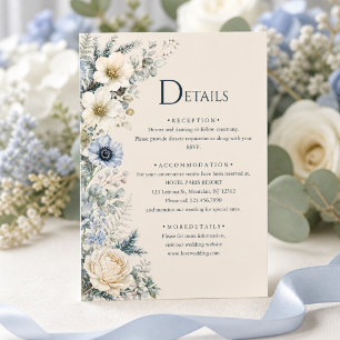 Informações Cartão de Detalhes do Casamento Floral de Invern