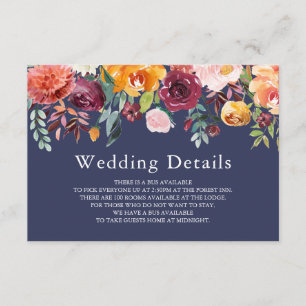 Informações Cartão de Detalhes do Casamento Floral de Paprika