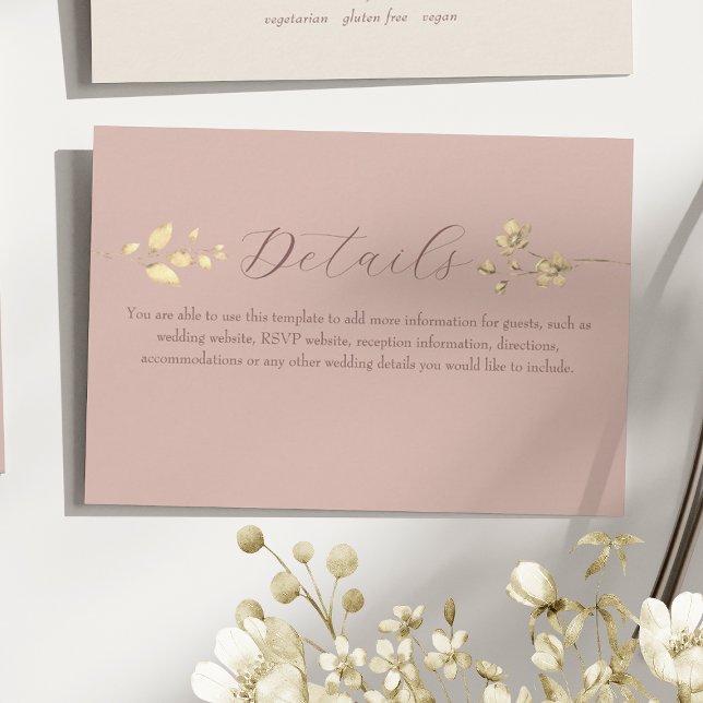 Informações Cartão de Detalhes do Casamento Floral Dourado Blu (Criador carregado)