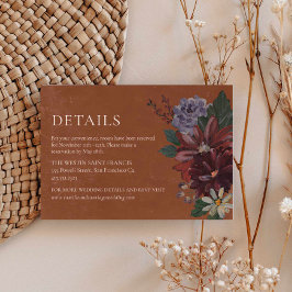 Informações Cartão de Detalhes do Casamento Floral Terracotta 